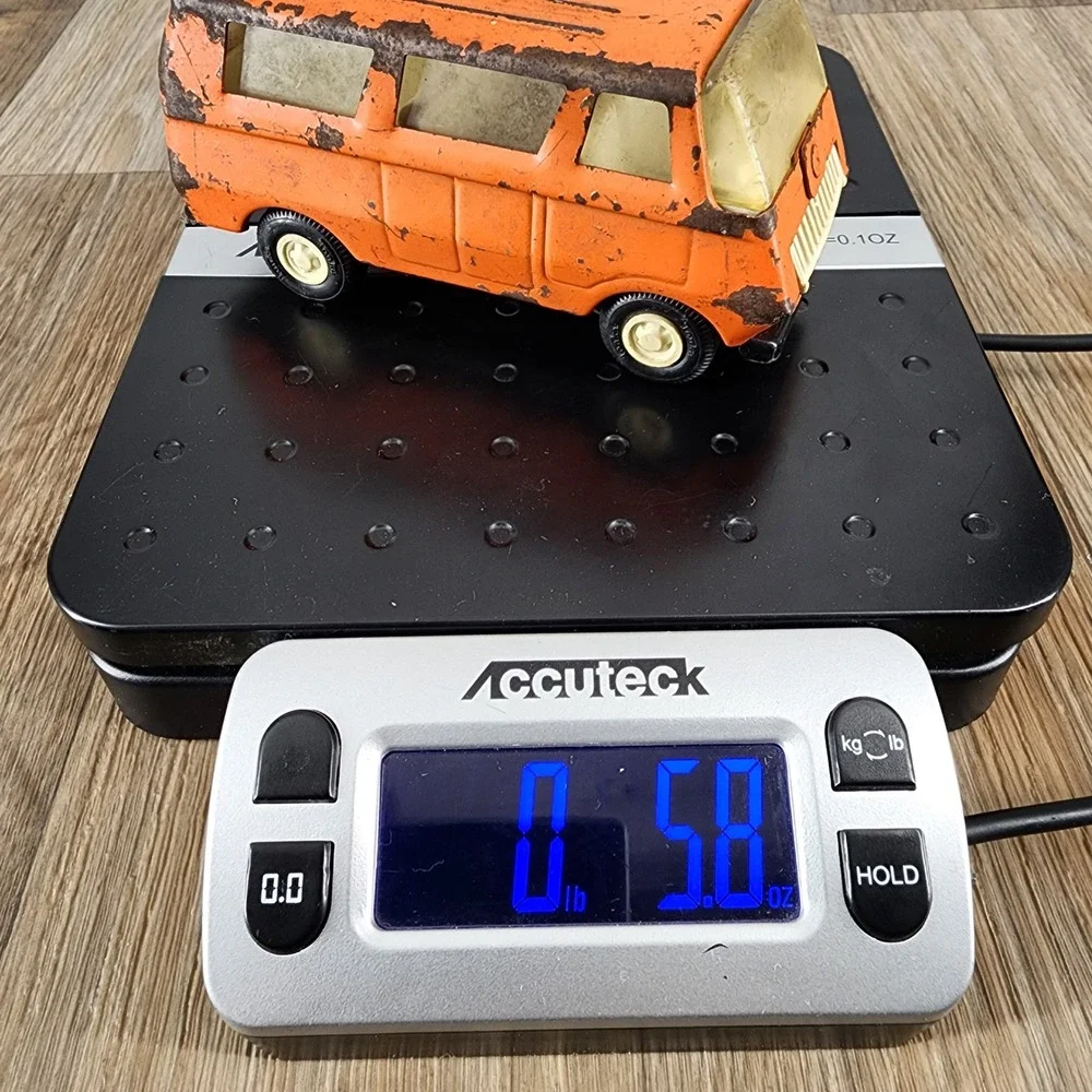 Vintage Tonka Pressed Steel Van Orange Toy Vehicle Patina 5.5 Inch